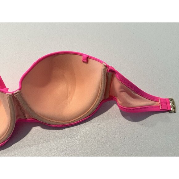 Victoria Secret Strapless Bikini Top Only Underwire Hot Pink Size 34DD - Picture 3 of 6